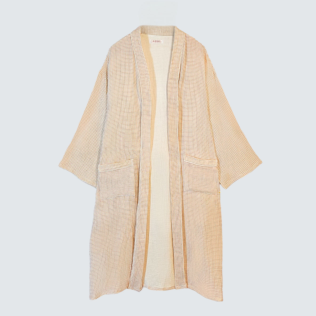 Serenity Check Gauze Robe & Pants Loungewear Set – Cinnamon Check