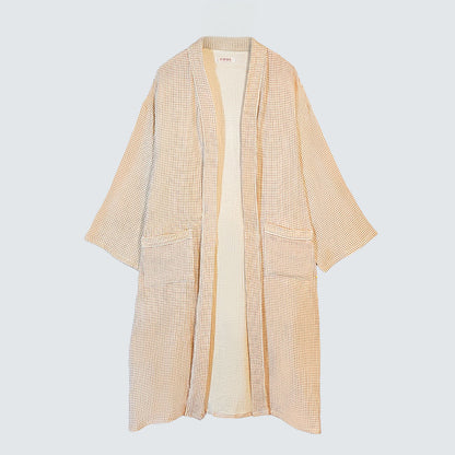 Serenity Check Gauze Robe & Pants Loungewear Set – Cinnamon Check