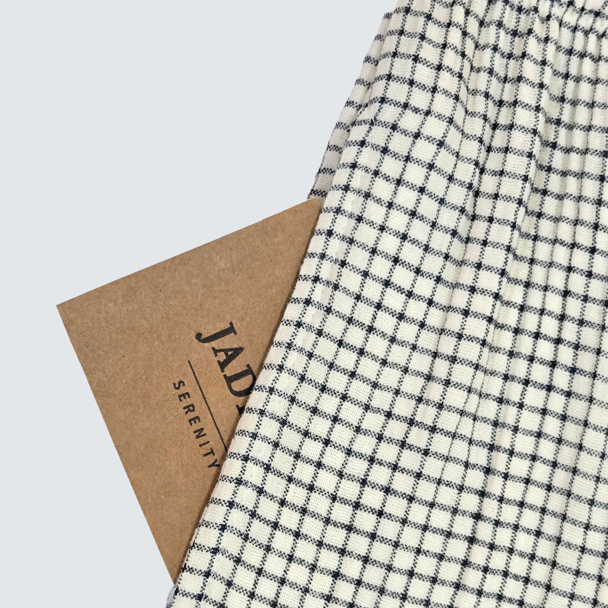 Serenity Check Gauze Robe & Pants Loungewear Set – Navy Check