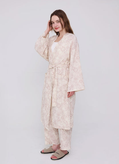 Serenity Bandana Gauze Robe & Pants Loungewear Set –  Bandana  Dusty Rose