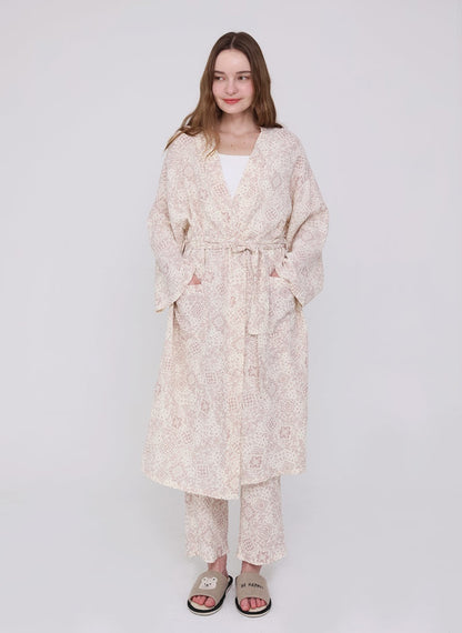 Serenity Bandana Gauze Robe & Pants Loungewear Set –  Bandana  Dusty Rose