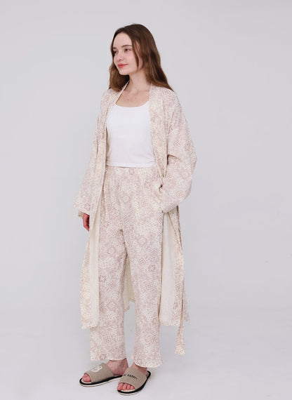 Serenity Bandana Gauze Robe & Pants Loungewear Set –  Bandana  Dusty Rose