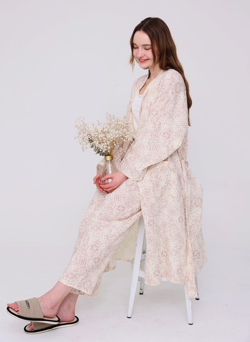 Serenity Bandana Gauze Robe & Pants Loungewear Set –  Bandana  Dusty Rose