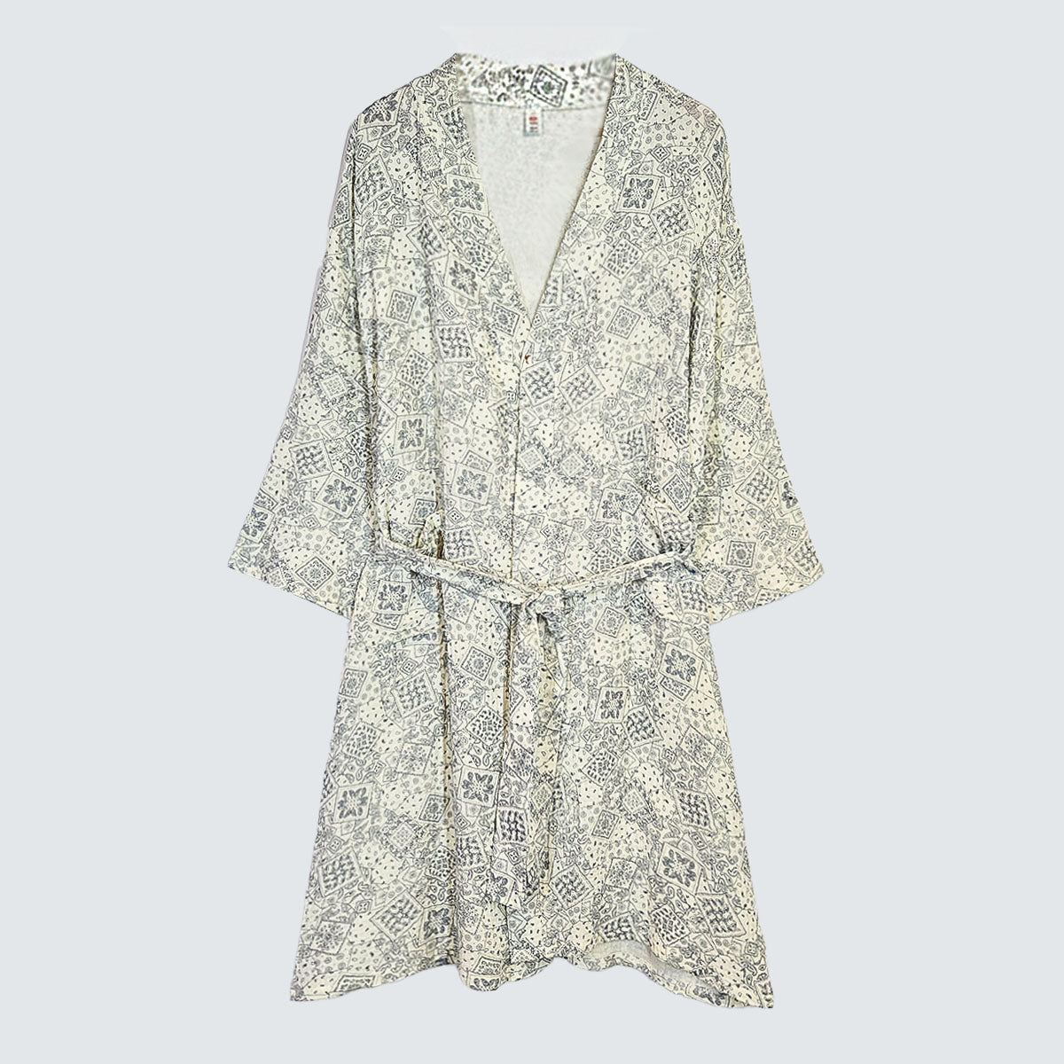 Serenity Bandana Gauze Robe & Pants Loungewear Set – Navy Bandana