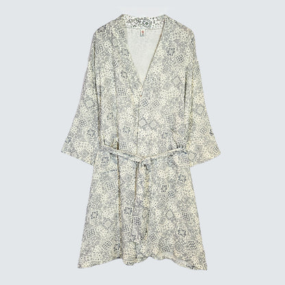 Serenity Bandana Gauze Robe & Pants Loungewear Set – Navy Bandana