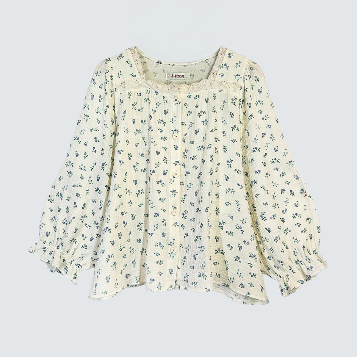 Floral Lace Gauze Loungewear Pajama Set – Women’s One Size