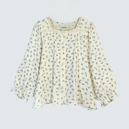 Floral Lace Gauze Loungewear Pajama Set – Women’s One Size