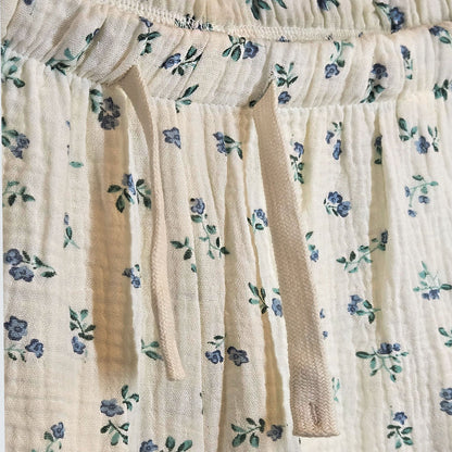 Floral Lace Gauze Loungewear Pajama Set – Women’s One Size