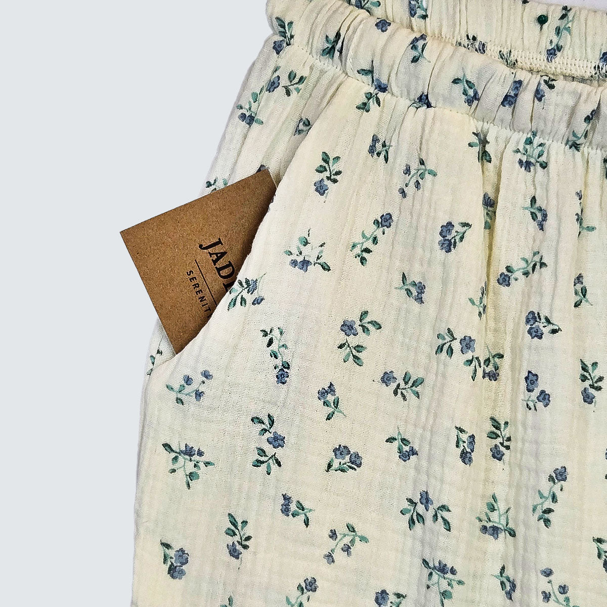 Floral Lace Gauze Loungewear Pajama Set – Women’s One Size