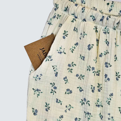 Floral Lace Gauze Loungewear Pajama Set – Women’s One Size