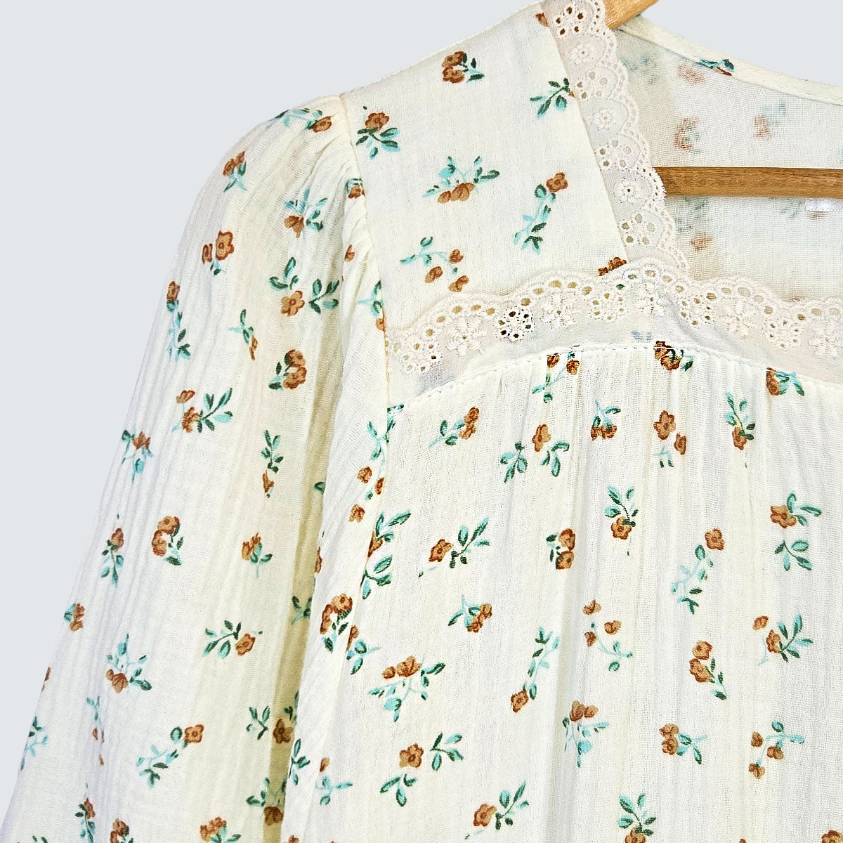 Serenity Floral Gauze Long Dress Loungewear – Cinnamon Floral