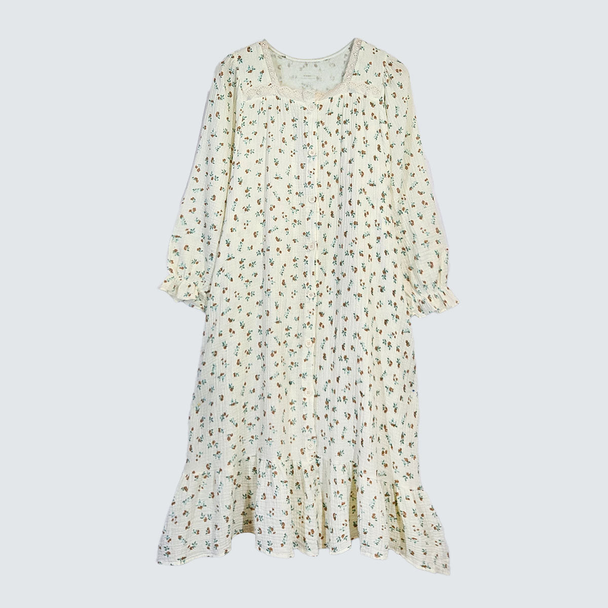 Serenity Floral Gauze Long Dress Loungewear – Cinnamon Floral