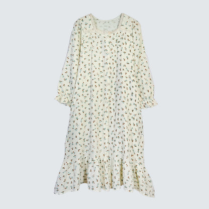 Serenity Floral Gauze Long Dress Loungewear – Cinnamon Floral