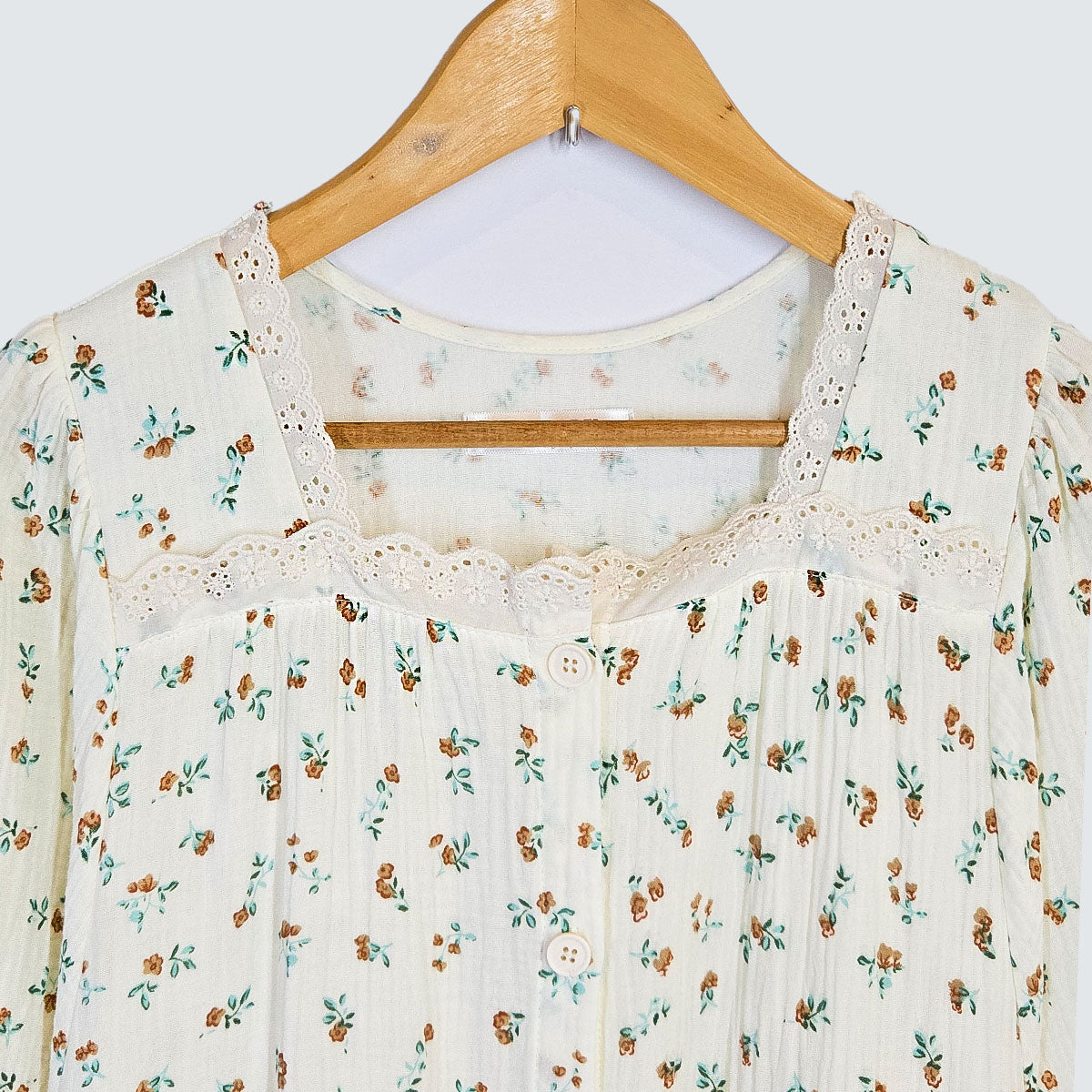 Serenity Floral Gauze Long Dress Loungewear – Cinnamon Floral