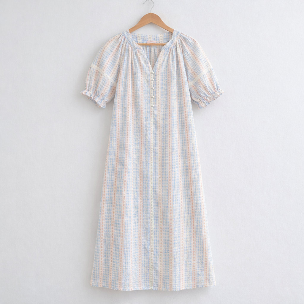 Soft Stripe Cotton Nightdress – Lightweight Summer Sleepwear