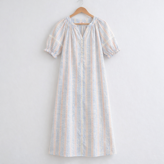 Soft Stripe Cotton Nightdress – Lightweight Summer Sleepwear