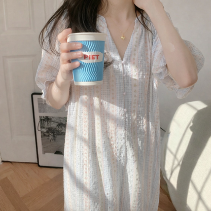 Soft Stripe Cotton Nightdress – Lightweight Summer Sleepwear