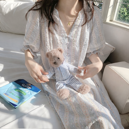 Soft Stripe Cotton Nightdress – Lightweight Summer Sleepwear
