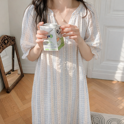Soft Stripe Cotton Nightdress – Lightweight Summer Sleepwear