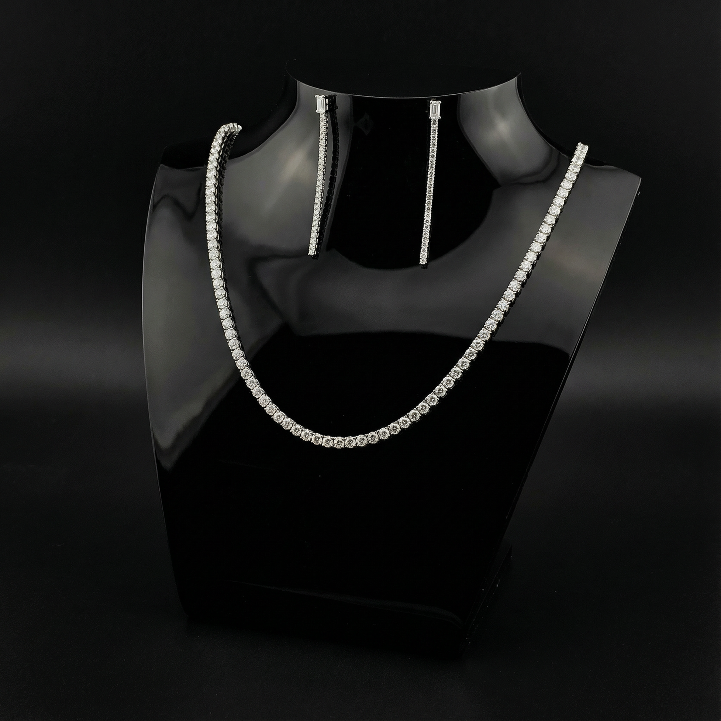 Celestine Éclat Longline Earrings in Sterling Silver with Zirconia