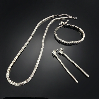 Celestine Éclat Longline Earrings in Sterling Silver with Zirconia