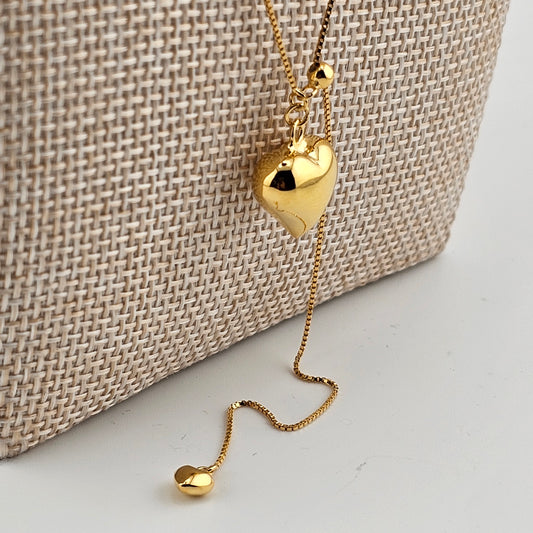 Gold Double Heart Adjustable Necklace – 18K Gold Vermeil (925 Sterling Silver)