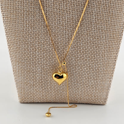 Gold Double Heart Adjustable Necklace – 18K Gold Vermeil (925 Sterling Silver)