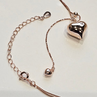 Rose Gold Double Heart Adjustable Necklace – 18K Gold Vermeil (925 Sterling Silver)