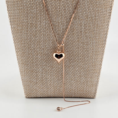 Rose Gold Double Heart Adjustable Necklace – 18K Gold Vermeil (925 Sterling Silver)