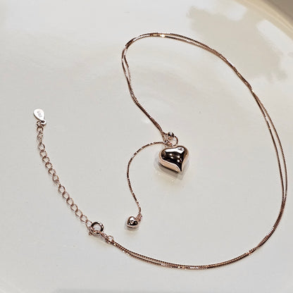 Rose Gold Double Heart Adjustable Necklace – 18K Gold Vermeil (925 Sterling Silver)