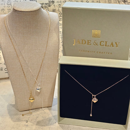 Rose Gold Double Heart Adjustable Necklace – 18K Gold Vermeil (925 Sterling Silver)