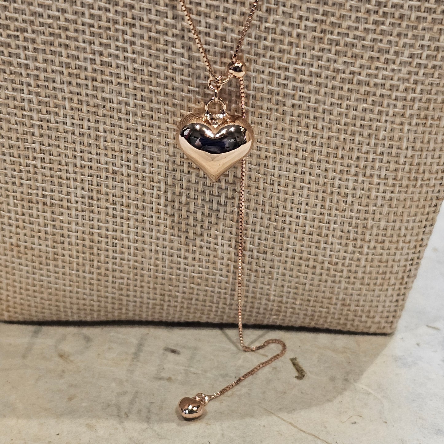 Rose Gold Double Heart Adjustable Necklace – 18K Gold Vermeil (925 Sterling Silver)