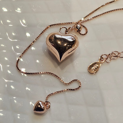 Rose Gold Double Heart Adjustable Necklace – 18K Gold Vermeil (925 Sterling Silver)