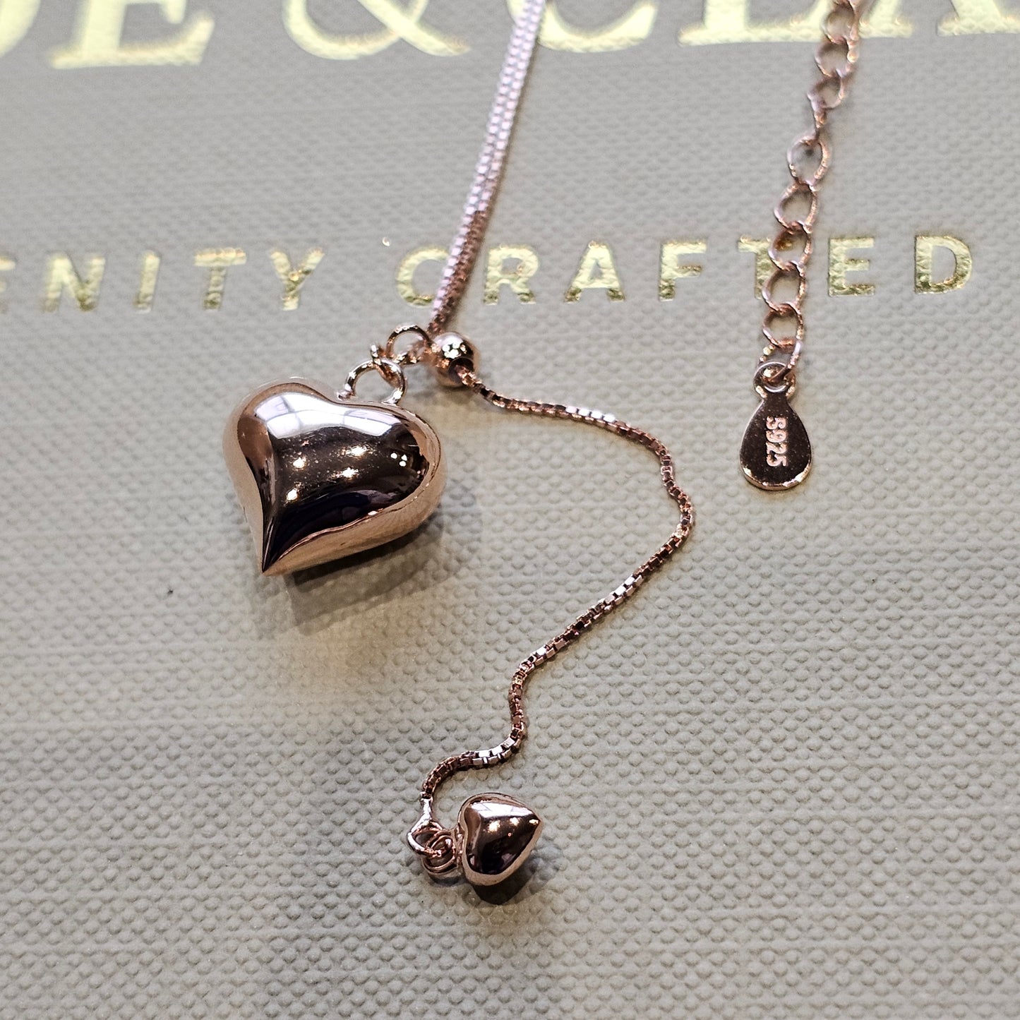 Rose Gold Double Heart Adjustable Necklace – 18K Gold Vermeil (925 Sterling Silver)