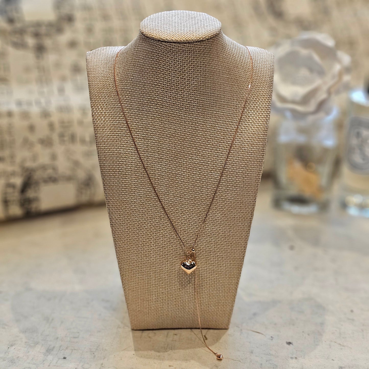 Rose Gold Double Heart Adjustable Necklace – 18K Gold Vermeil (925 Sterling Silver)