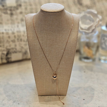 Rose Gold Double Heart Adjustable Necklace – 18K Gold Vermeil (925 Sterling Silver)