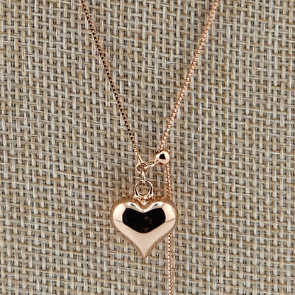 Rose Gold Double Heart Adjustable Necklace – 18K Gold Vermeil (925 Sterling Silver)