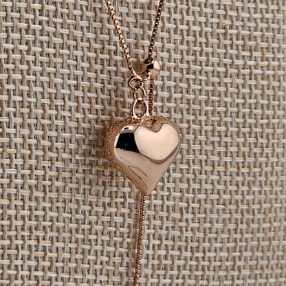 Rose Gold Double Heart Adjustable Necklace – 18K Gold Vermeil (925 Sterling Silver)