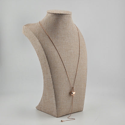 Rose Gold Double Heart Adjustable Necklace – 18K Gold Vermeil (925 Sterling Silver)