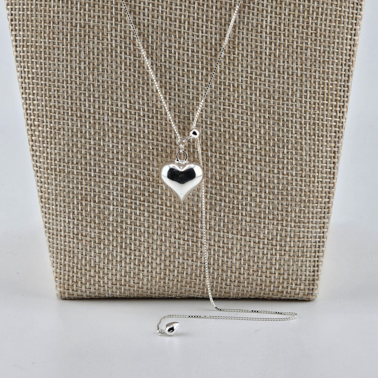 Silver Double Heart Adjustable Necklace – 925 Sterling Silver