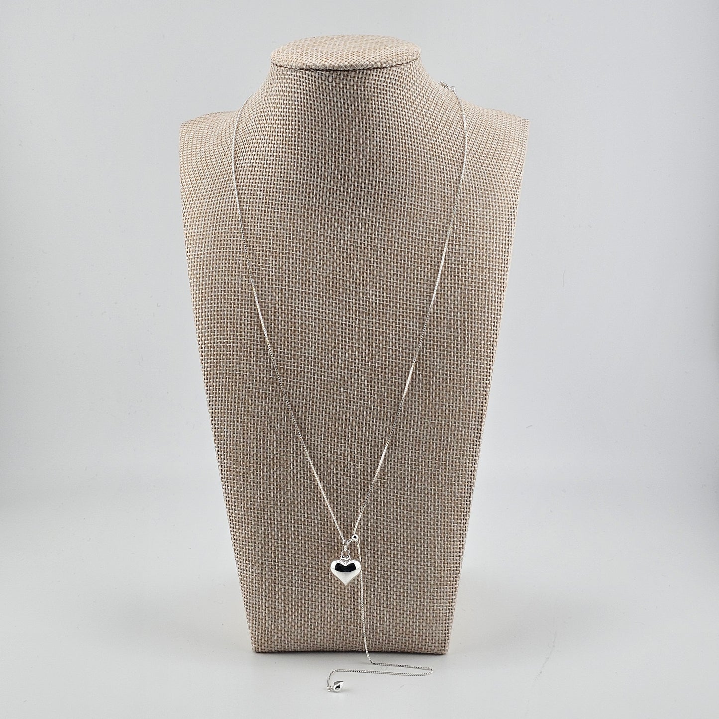 Silver Double Heart Adjustable Necklace – 925 Sterling Silver