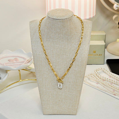 COCO3 Emerald Cut Swarovski Crystal Toggle Necklace