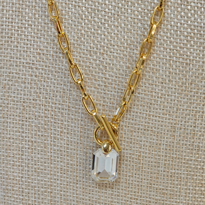 COCO3 Emerald Cut Swarovski Crystal Toggle Necklace