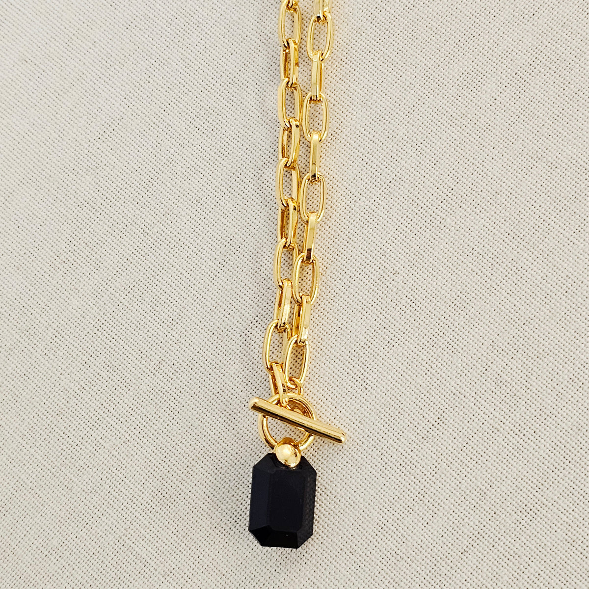 COCO3 Emerald Cut Swarovski Crystal Toggle Necklace