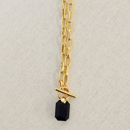 COCO3 Emerald Cut Swarovski Crystal Toggle Necklace