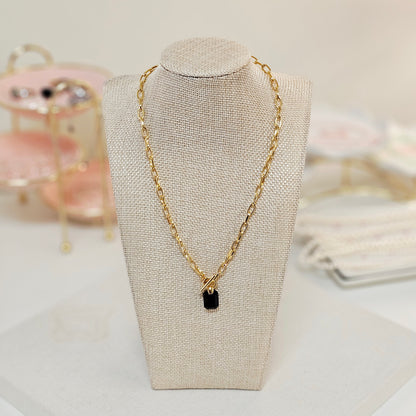 COCO3 Emerald Cut Swarovski Crystal Toggle Necklace