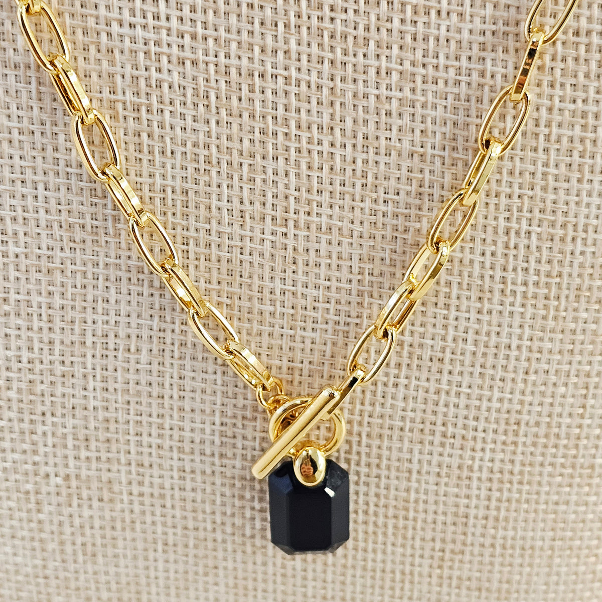 COCO3 Emerald Cut Swarovski Crystal Toggle Necklace