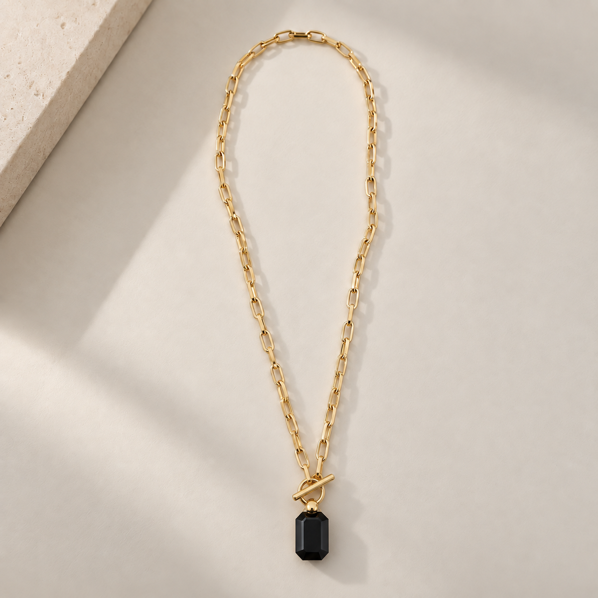 COCO3 Emerald Cut Swarovski Crystal Toggle Necklace
