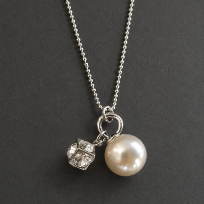 Pearl & Crystal Charm Long Necklace