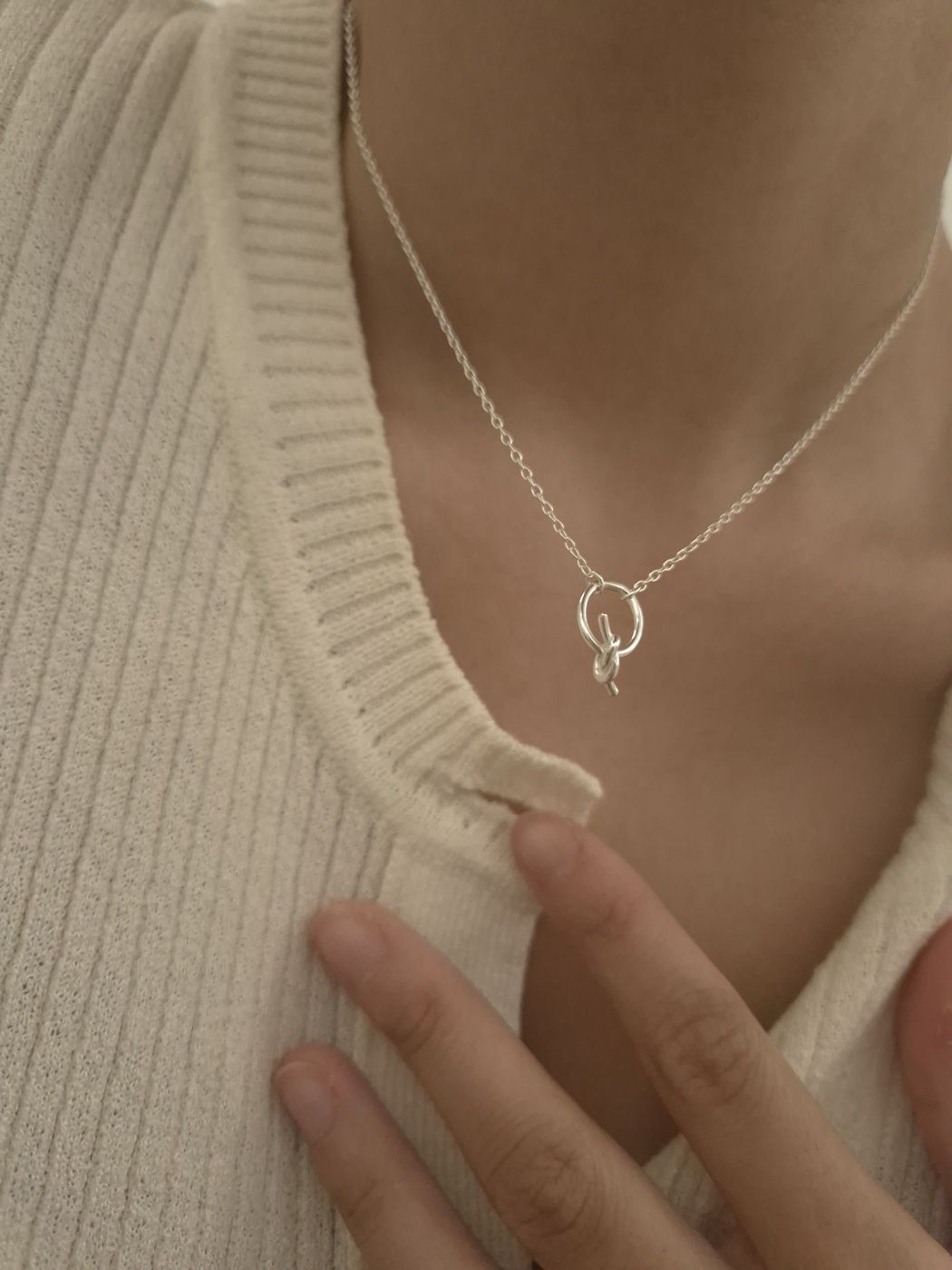 Knot Bar Silver Necklace